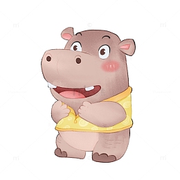 手绘卡通风可爱的小河马