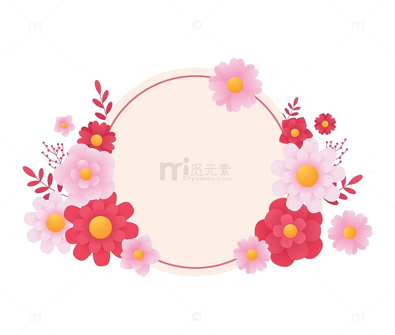 情人节花卉圆形文本框
