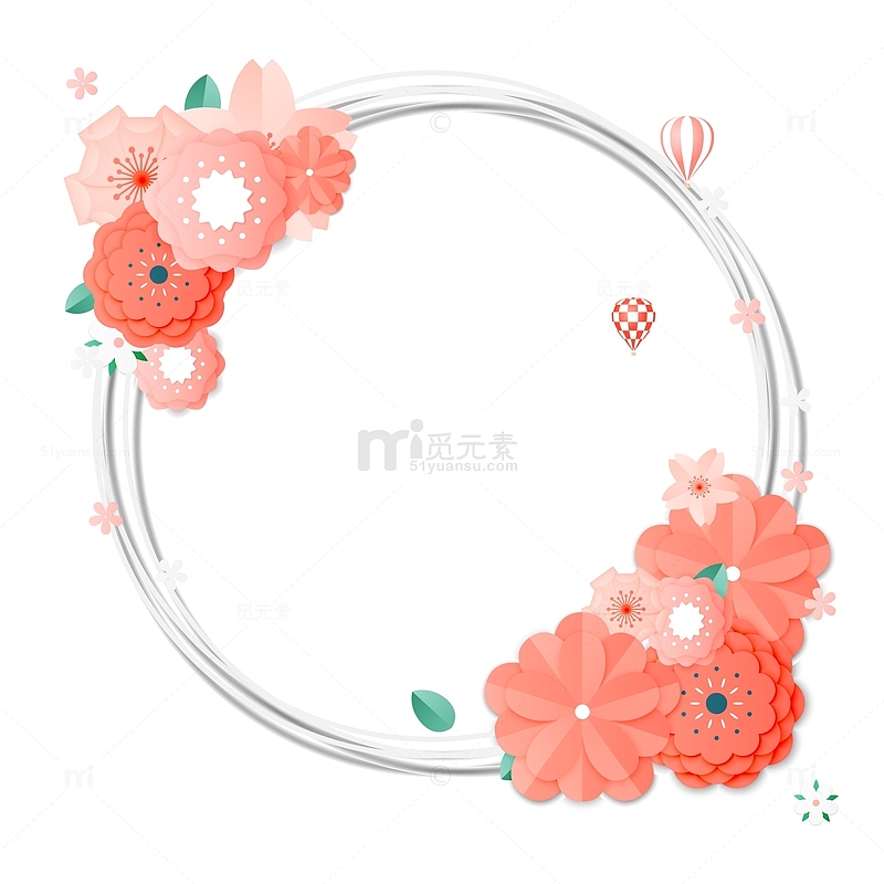 女神节花卉圆环文本框