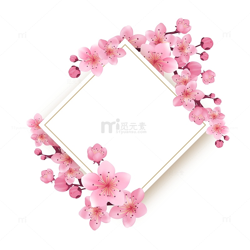 桃花花朵装饰文本框