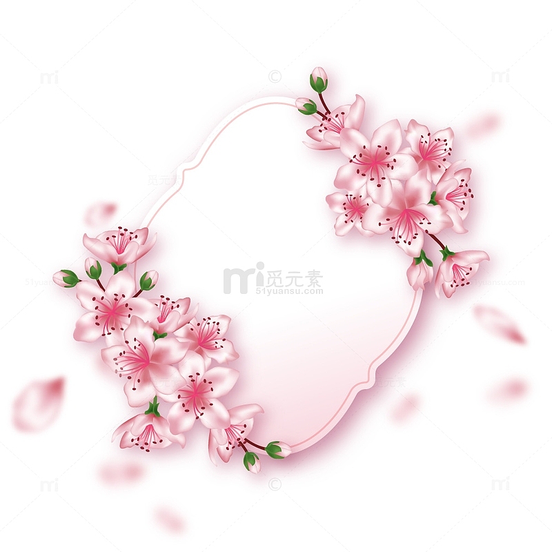 粉色樱花文边框装饰元素