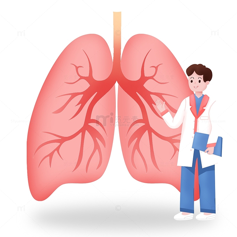 肺和医生卡通插图