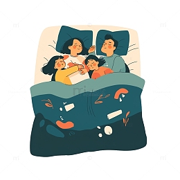 睡眠日在一起休息睡觉的一家人