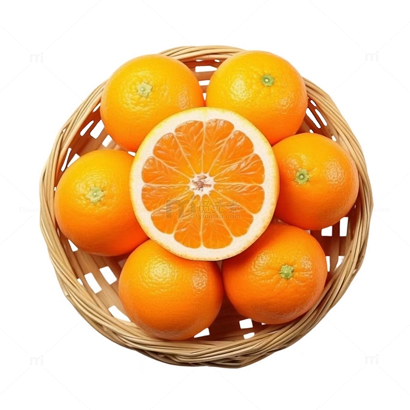 橙子篮子摆盘素材