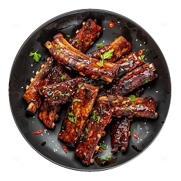 一盘酱香烤制排骨