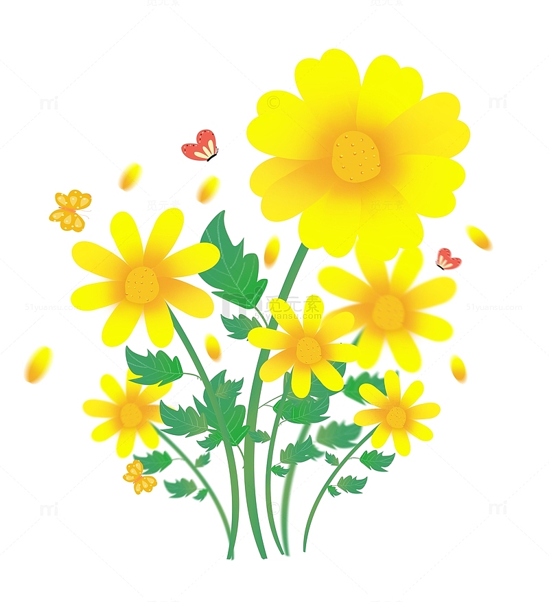 春天小黄花鲜花植物节日装饰元素