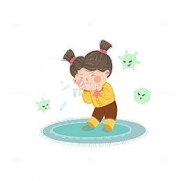 卡通预防咳嗽结核病人物