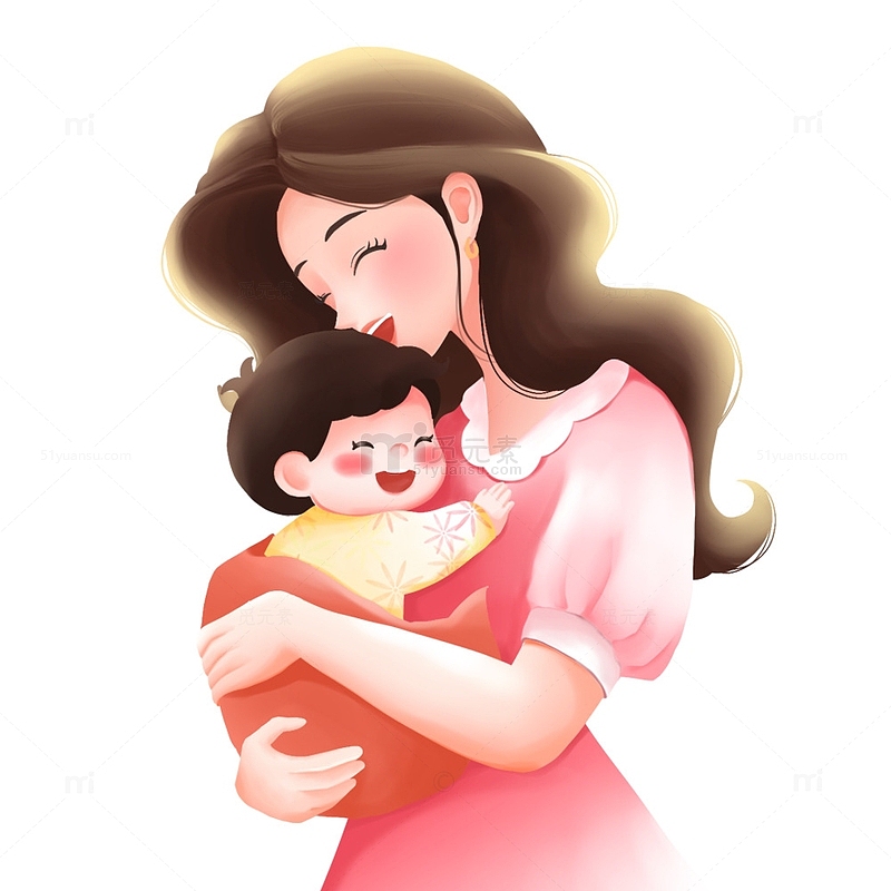 母亲节母亲怀抱婴儿插画元素