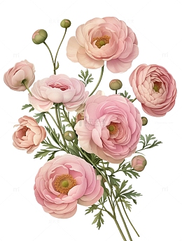 粉色毛茛花免扣图案素材