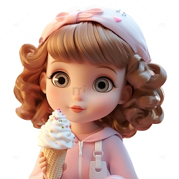 吃冰淇淋的女孩3D