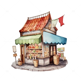 小卖部手绘插画作品