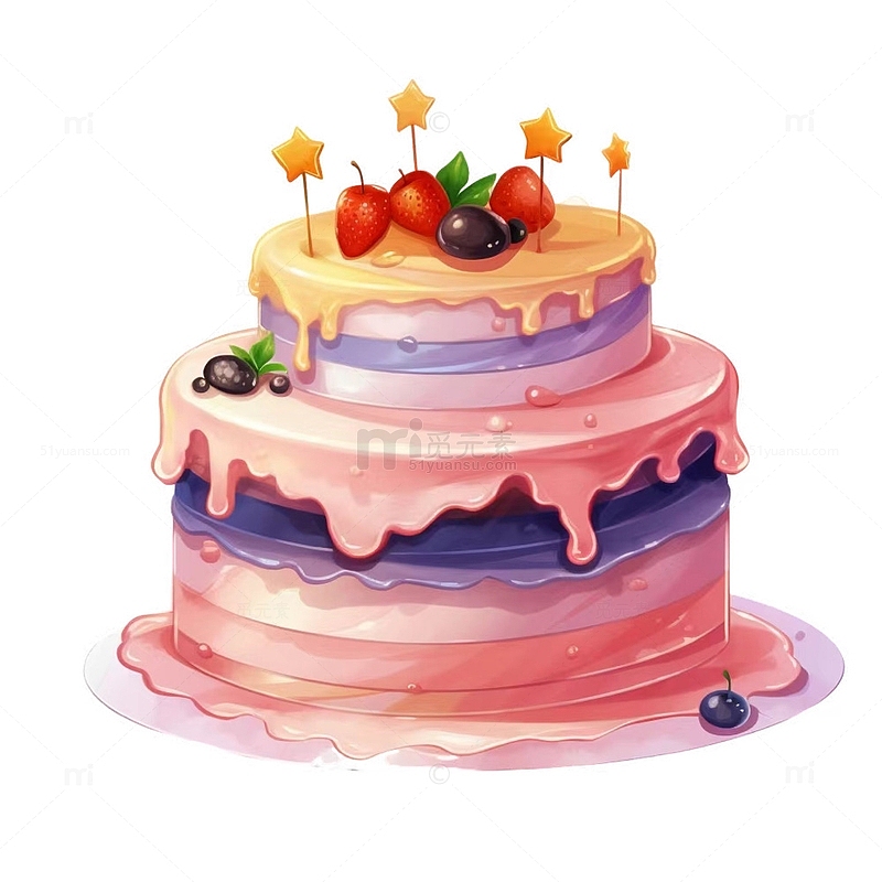 手绘插画生日蛋糕