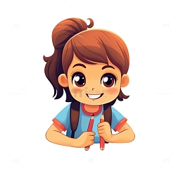 小女孩手绘插画素材