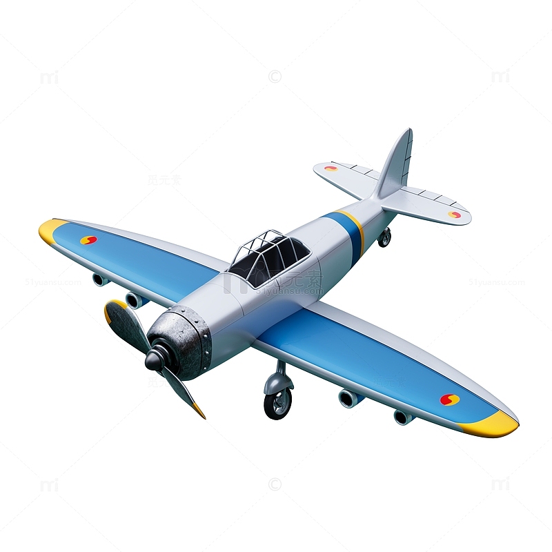 3D卡通螺旋桨飞机模型