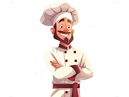 自信微笑的糕点师卡通形象