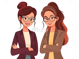 自信微笑的女性卡通插画