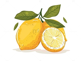手绘柠檬卡通插画