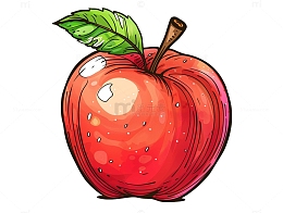 手绘苹果卡通插画