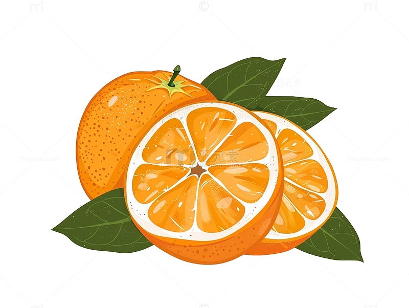 手绘橙子卡通插画