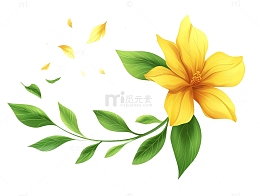 随风飘荡的手绘小黄花装饰