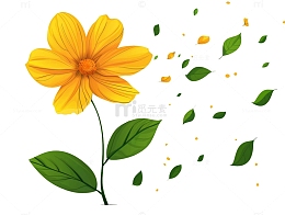 春日被风吹动的小黄花