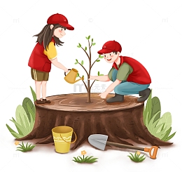 植树节志愿者种树浇水
