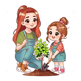 植树节手绘卡通素材