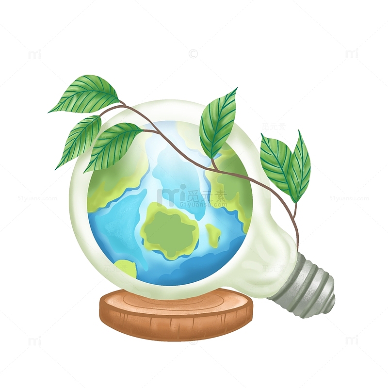 绿色环保地球灯泡