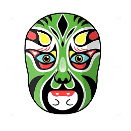 绿色矢量面具脸谱京剧变脸插图