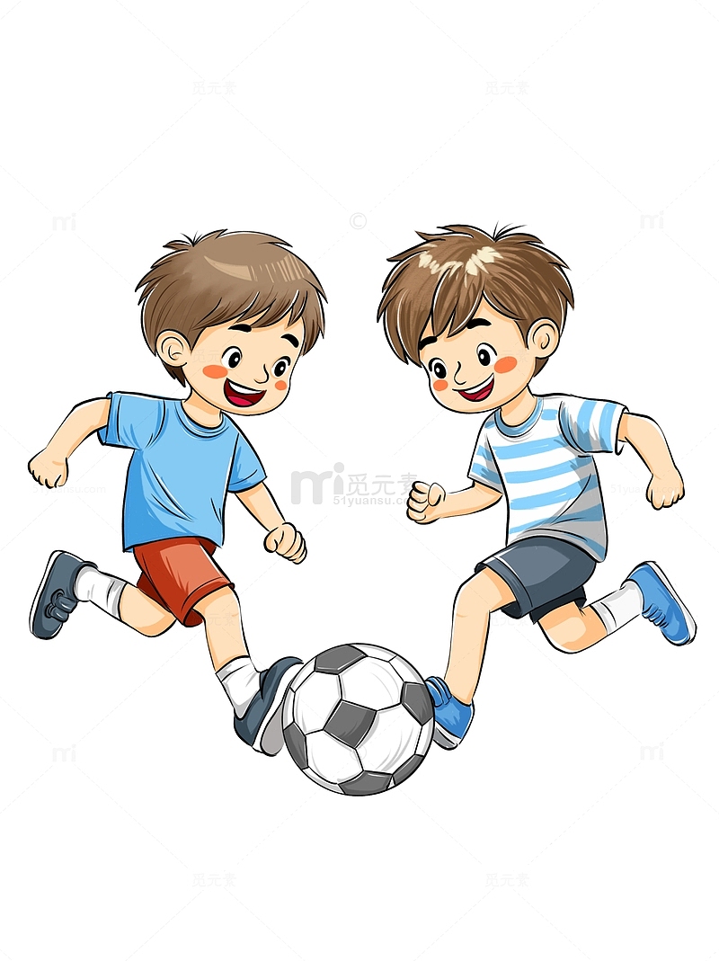 踢足球的小朋友卡通手绘体育培训