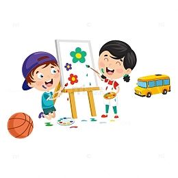 儿童卡通美术课绘画插画