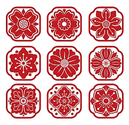 中国风窗花传统花纹图案矢量装饰元素