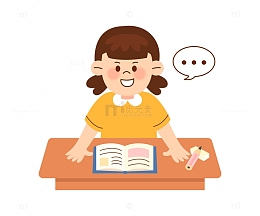 卡通简约课堂上的小学生