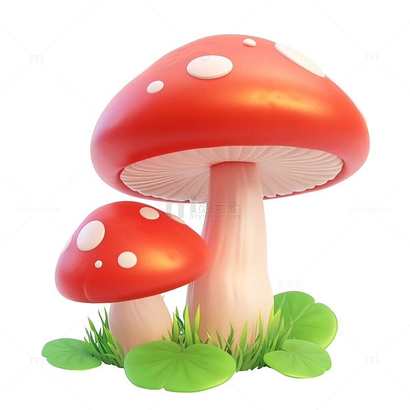3D红色蘑菇