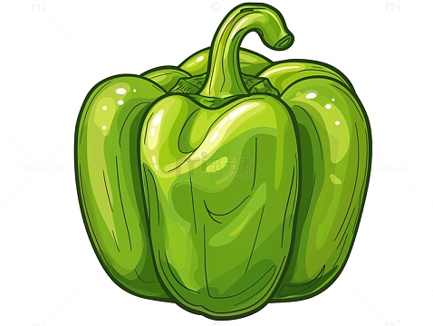手绘青椒卡通插画