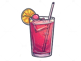 手绘饮料卡通插画