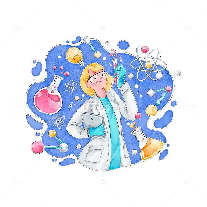 医疗科学生物化学实验卡通元素