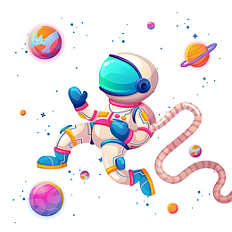 卡通宇宙星空宇航员元素