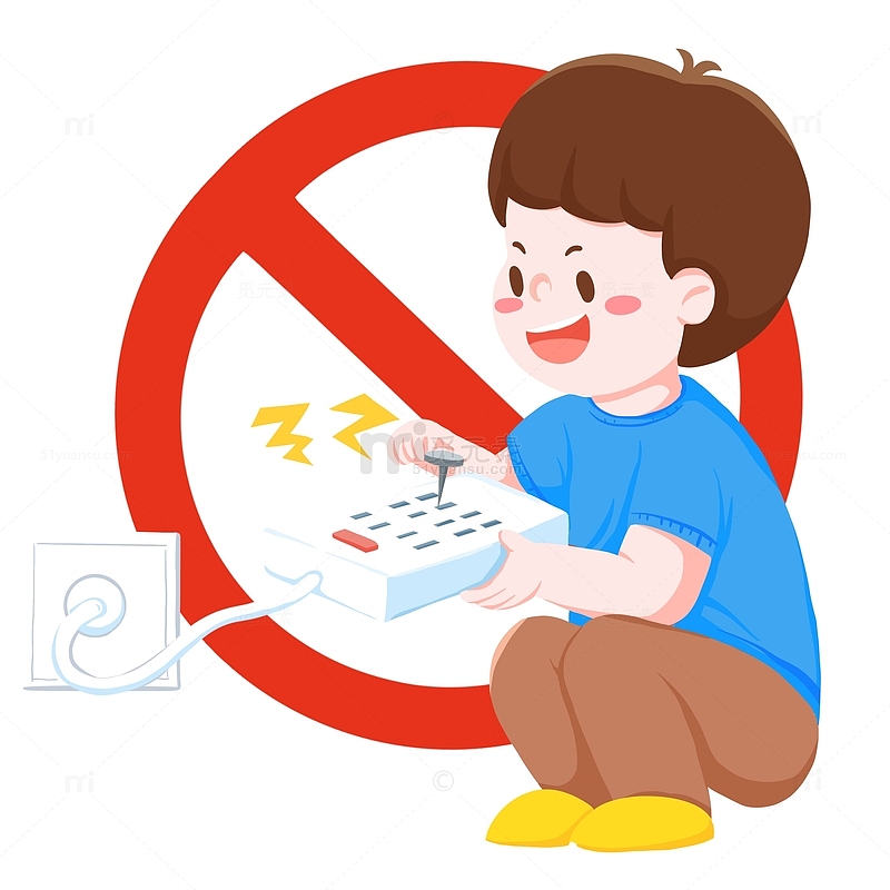 儿童安全用电危险行为插画