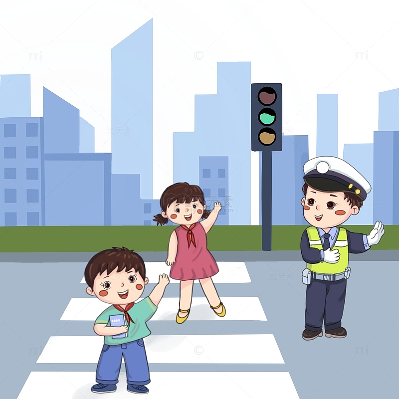 安全过马路斑马线交警