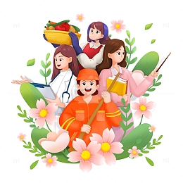 38妇女节女性劳动者职业人物形象