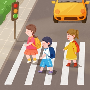 小学生红绿灯安全过马路安全教育