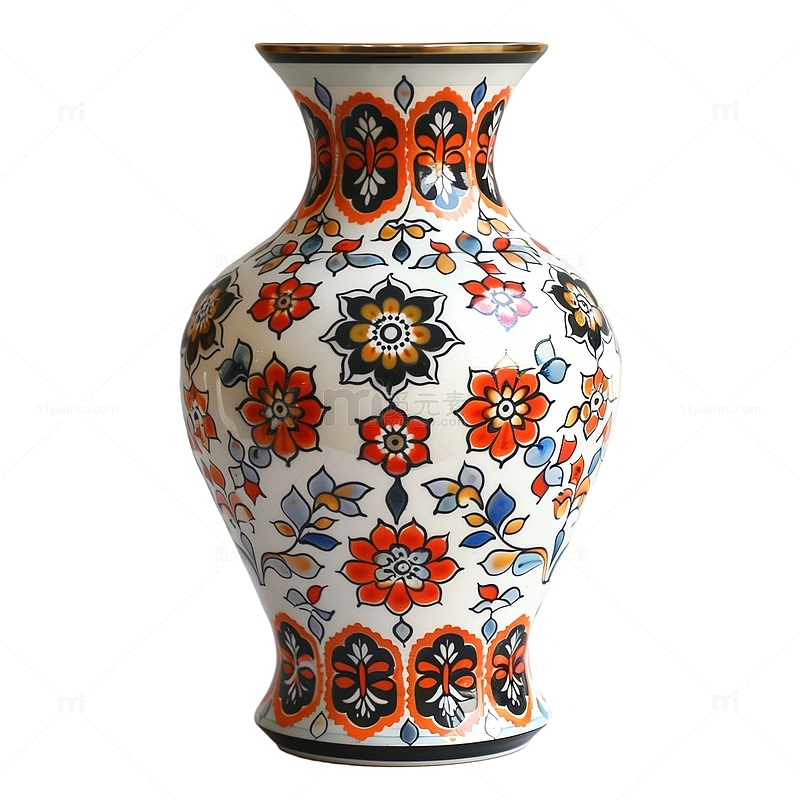 中国风花纹图样花瓶