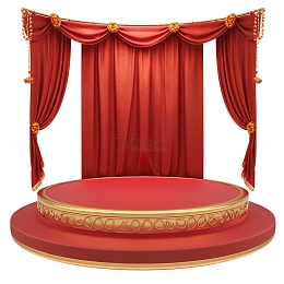 红色幕布的展台