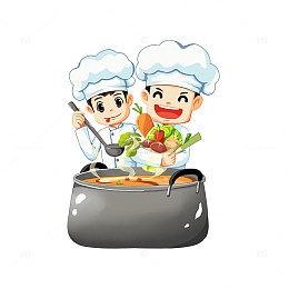 厨师烹饪一锅浓汤