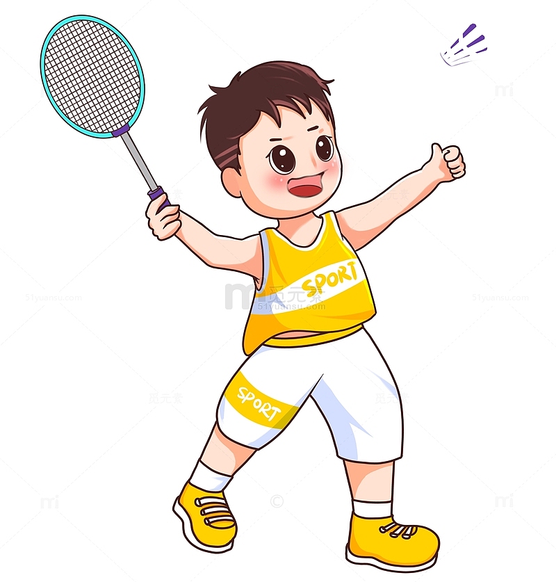 男孩羽毛球运动