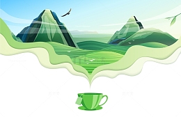 绿茶茶山茶文化清新创意元素