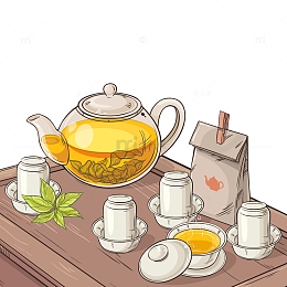 中国传统茶文化插画