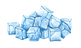 一堆蓝色透明冰块
