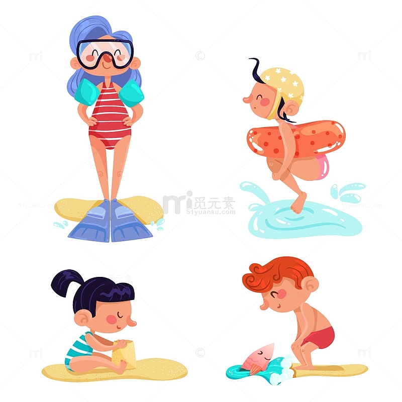 海边度假玩水游戏卡通元素